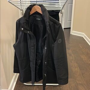 Ralph Lauren Black Raincoat Durable Structured Design